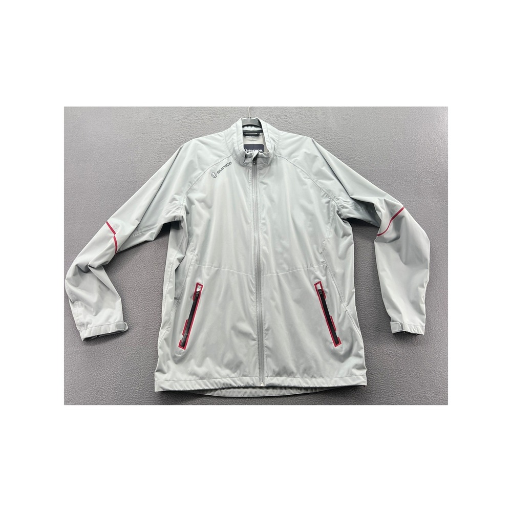 Sunice Windbreaker Jacket Mens L Golf Performance Full Zip Gray Pockets